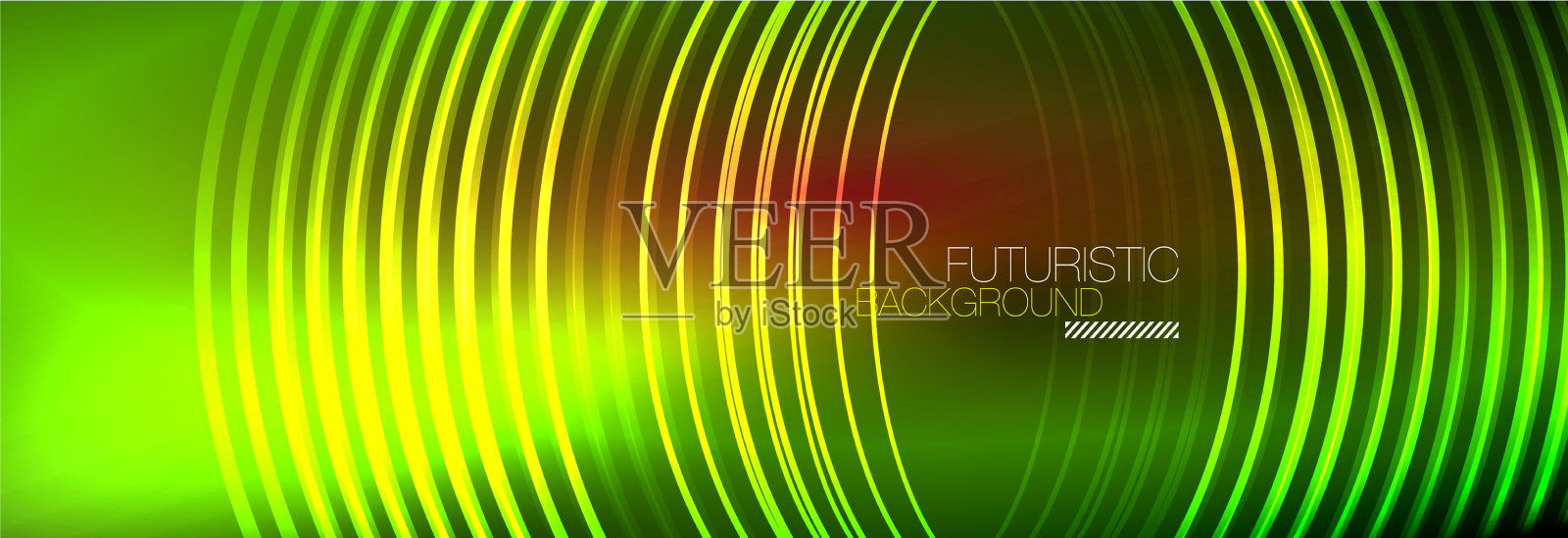 暗抽象背景与发光的霓虹灯圈插画图片素材