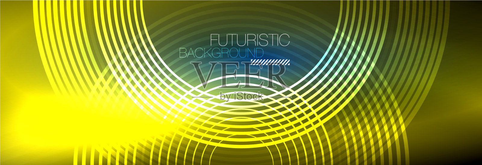 暗抽象背景与发光的霓虹灯圈插画图片素材