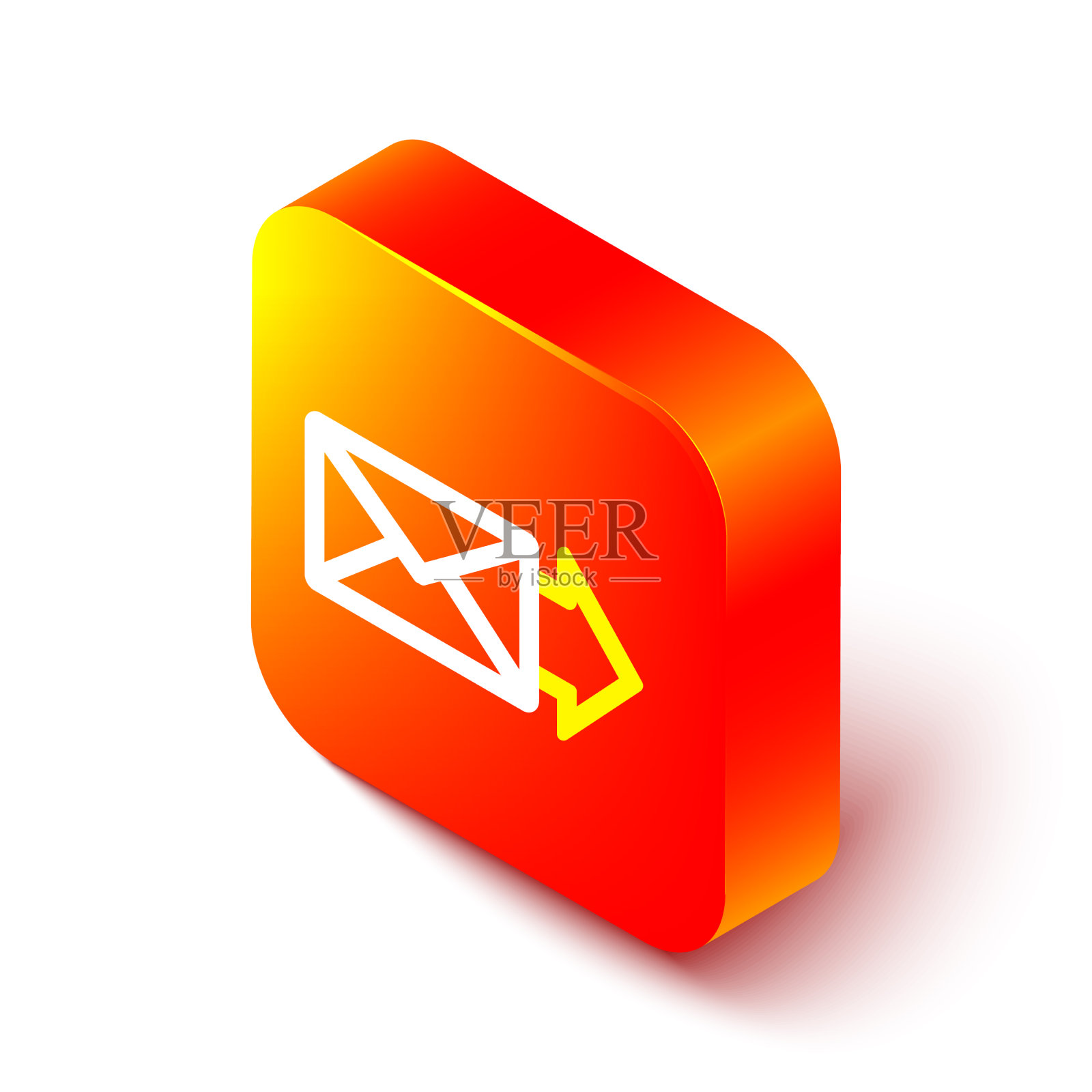 等距线信封图标隔离在白色图标素材