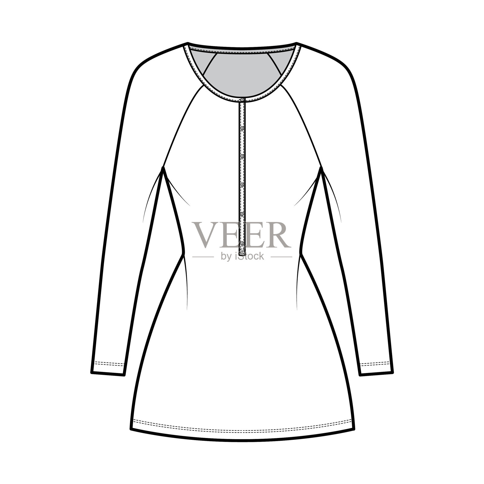 穿着亨利领技术时尚插画图片素材