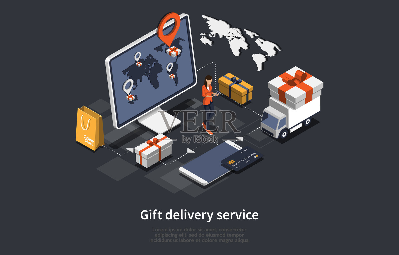 3d动画等距设计插画图片素材