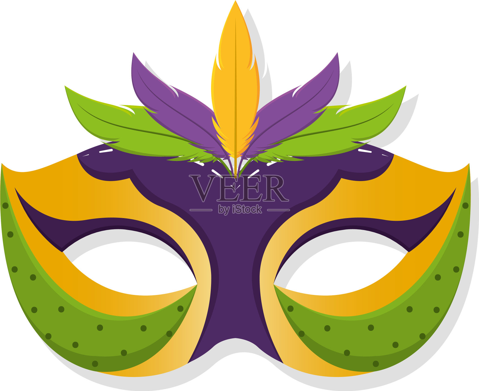 孤立的彩色狂欢节面具插画图片素材