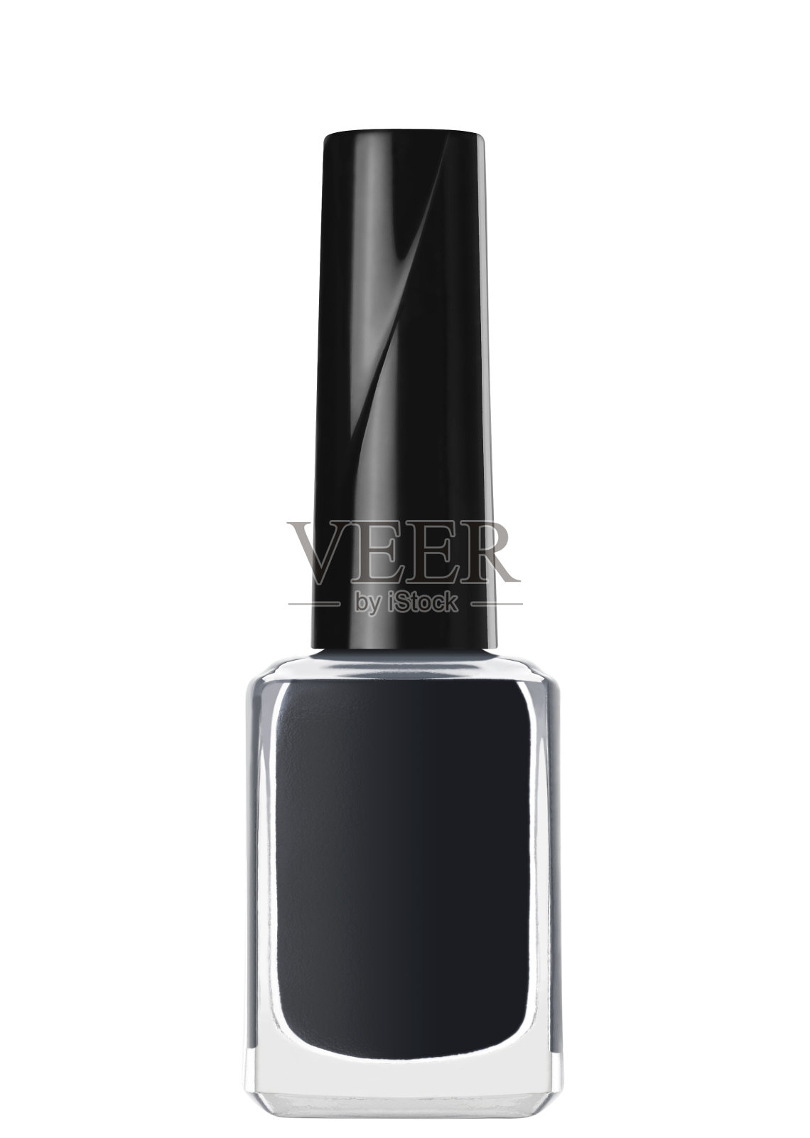 一瓶摄影棚拍摄的黑色指甲油孤立在白色背景照片摄影图片