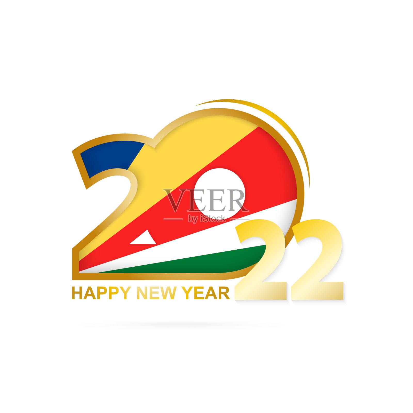 2022年,塞舌尔旗帜图案。新年快乐设计。插画图片素材