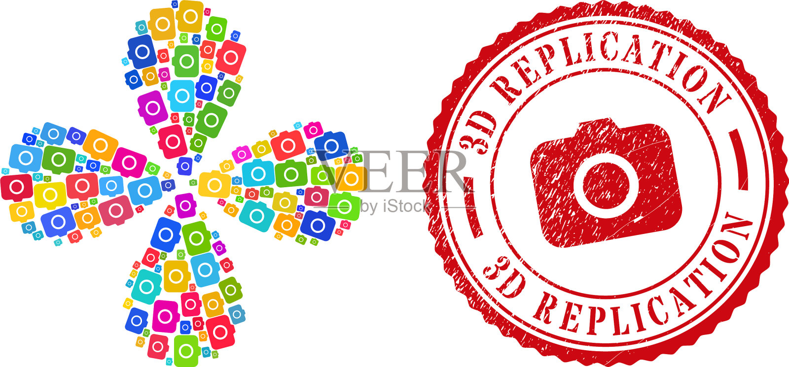 3d复制遇险密封和照相相机插画图片素材