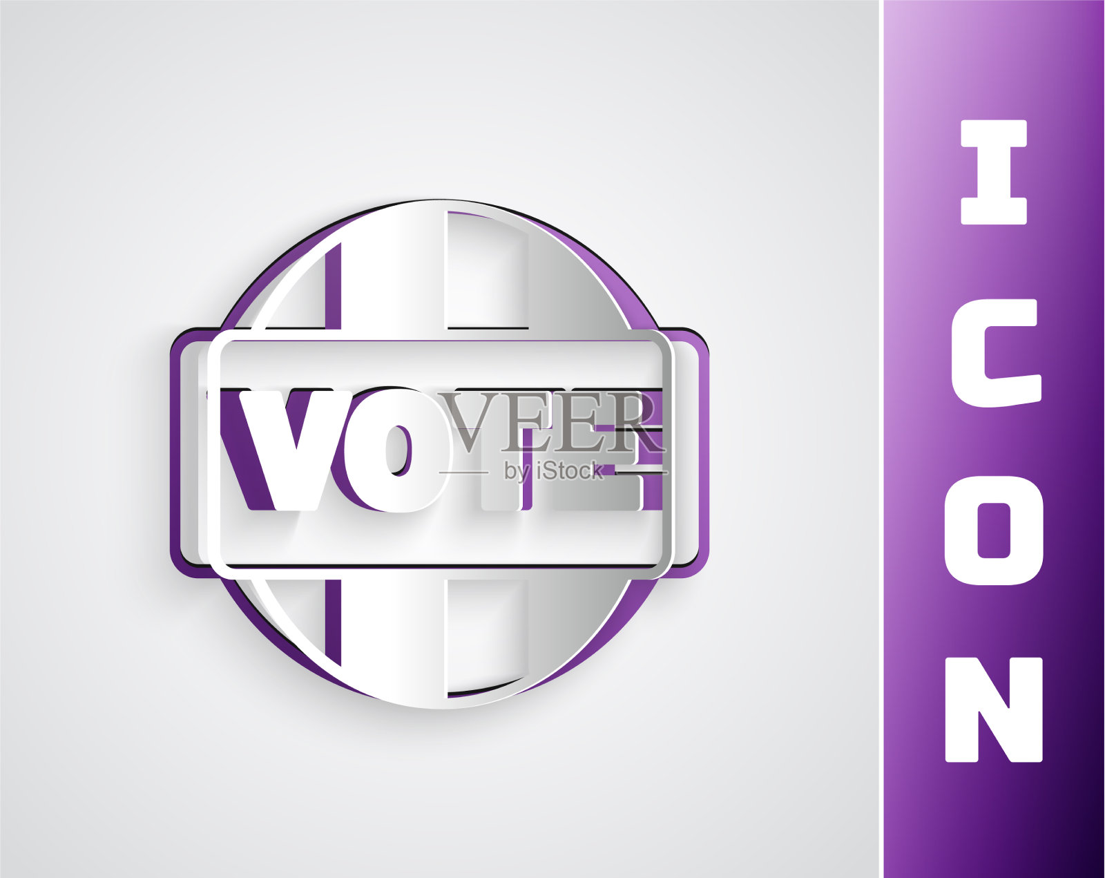 剪纸投票图标孤立的灰色背景插画图片素材