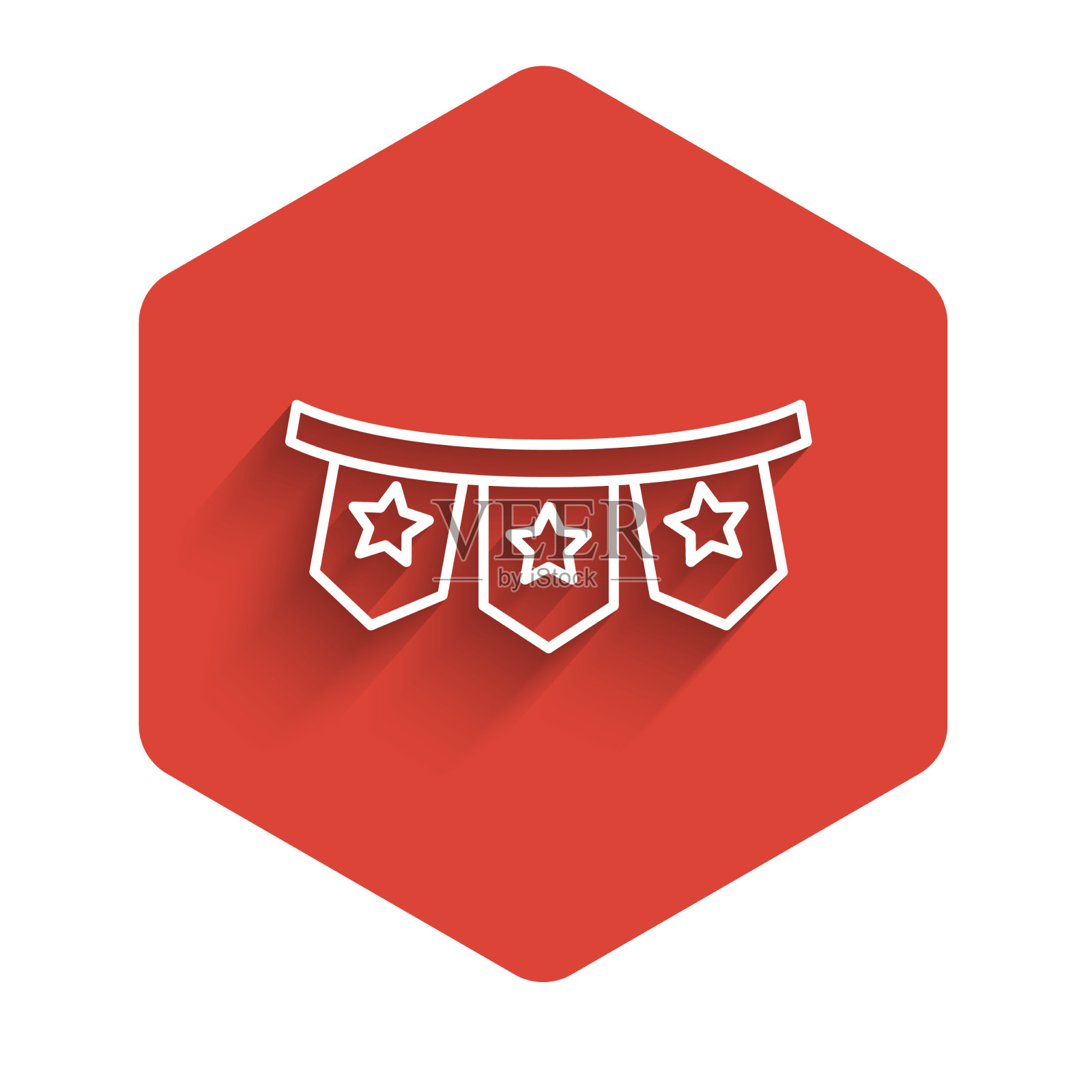 白色线嘉年华花环与旗帜图标插画图片素材