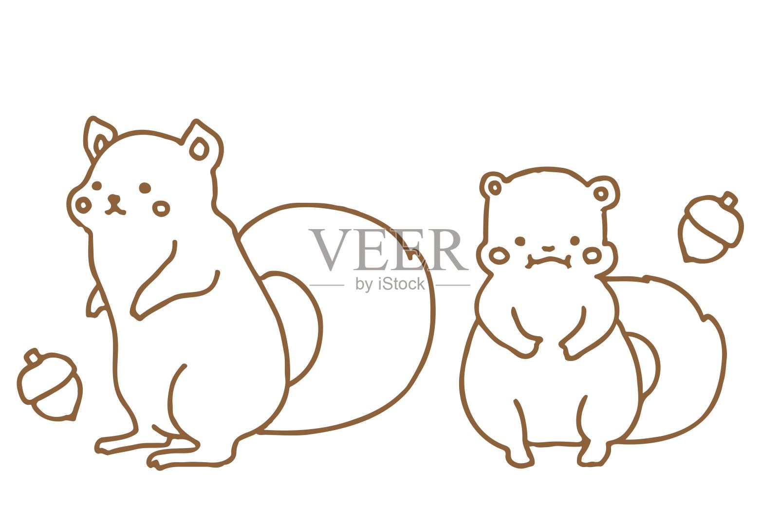 可爱松鼠插图套装插画图片素材