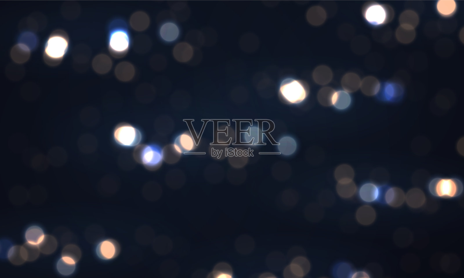 喜庆的蓝色背景与彩灯散景插画图片素材