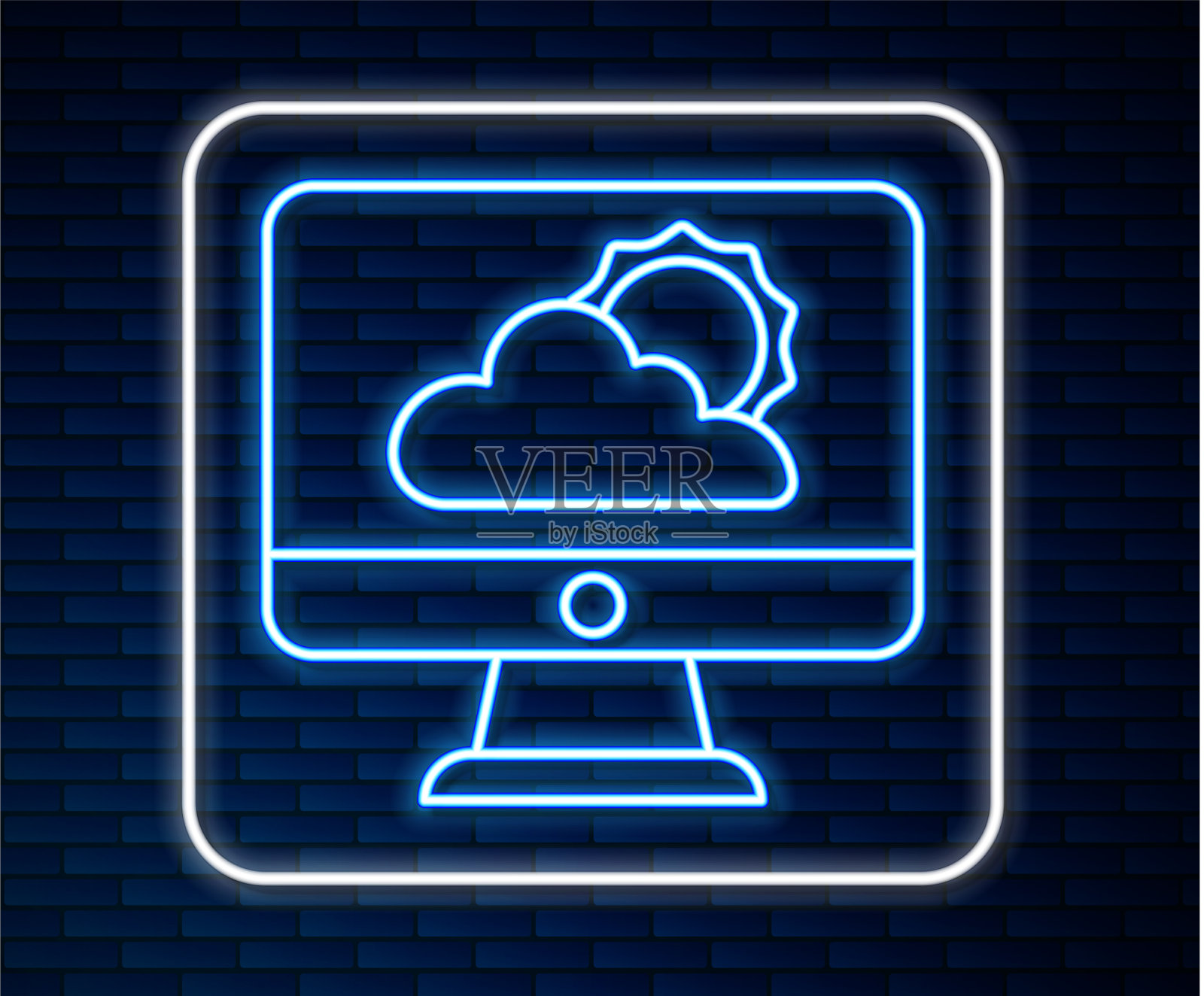 发光的霓虹灯线天气预报图标孤立插画图片素材