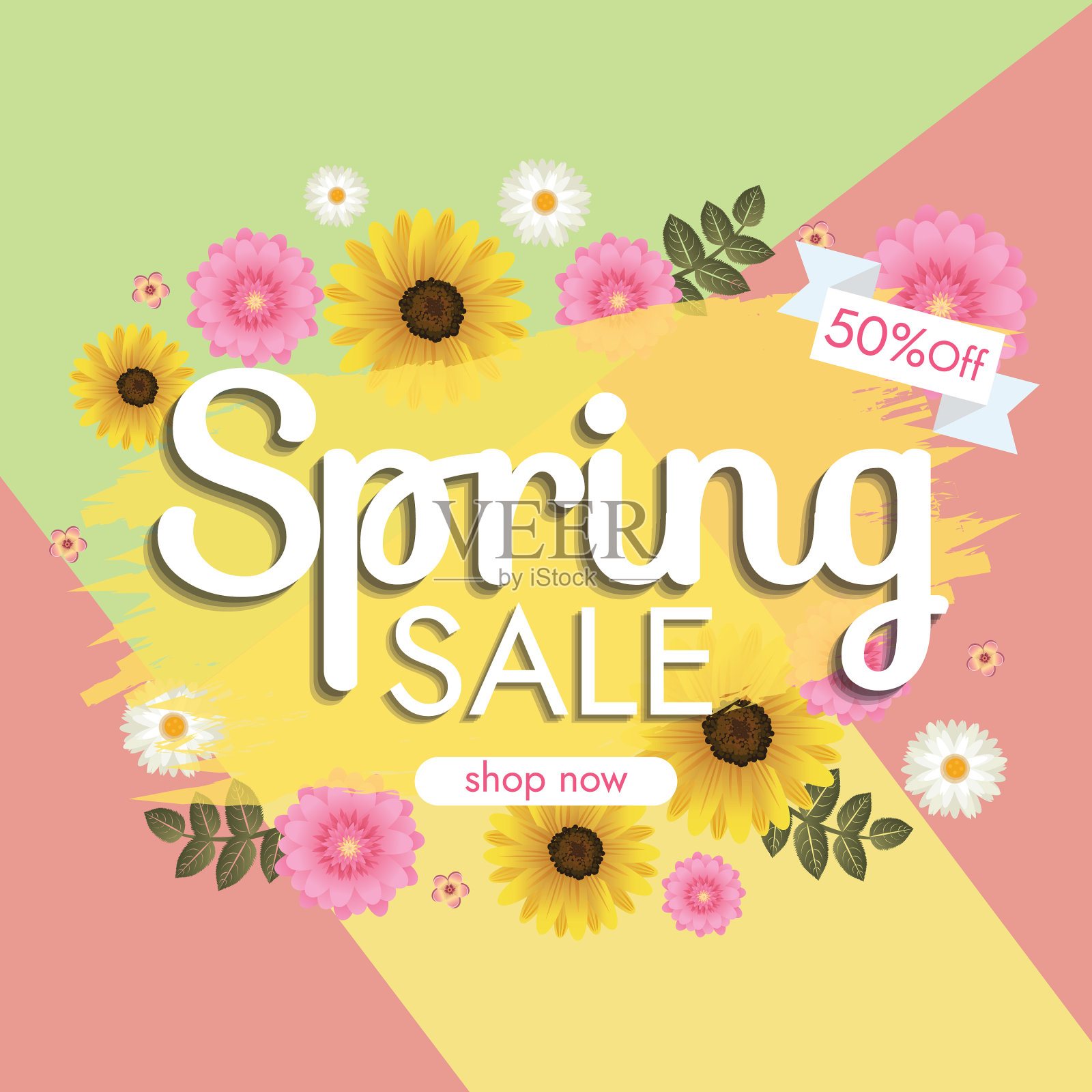 花卉你好春天背景假日心情设计模板素材