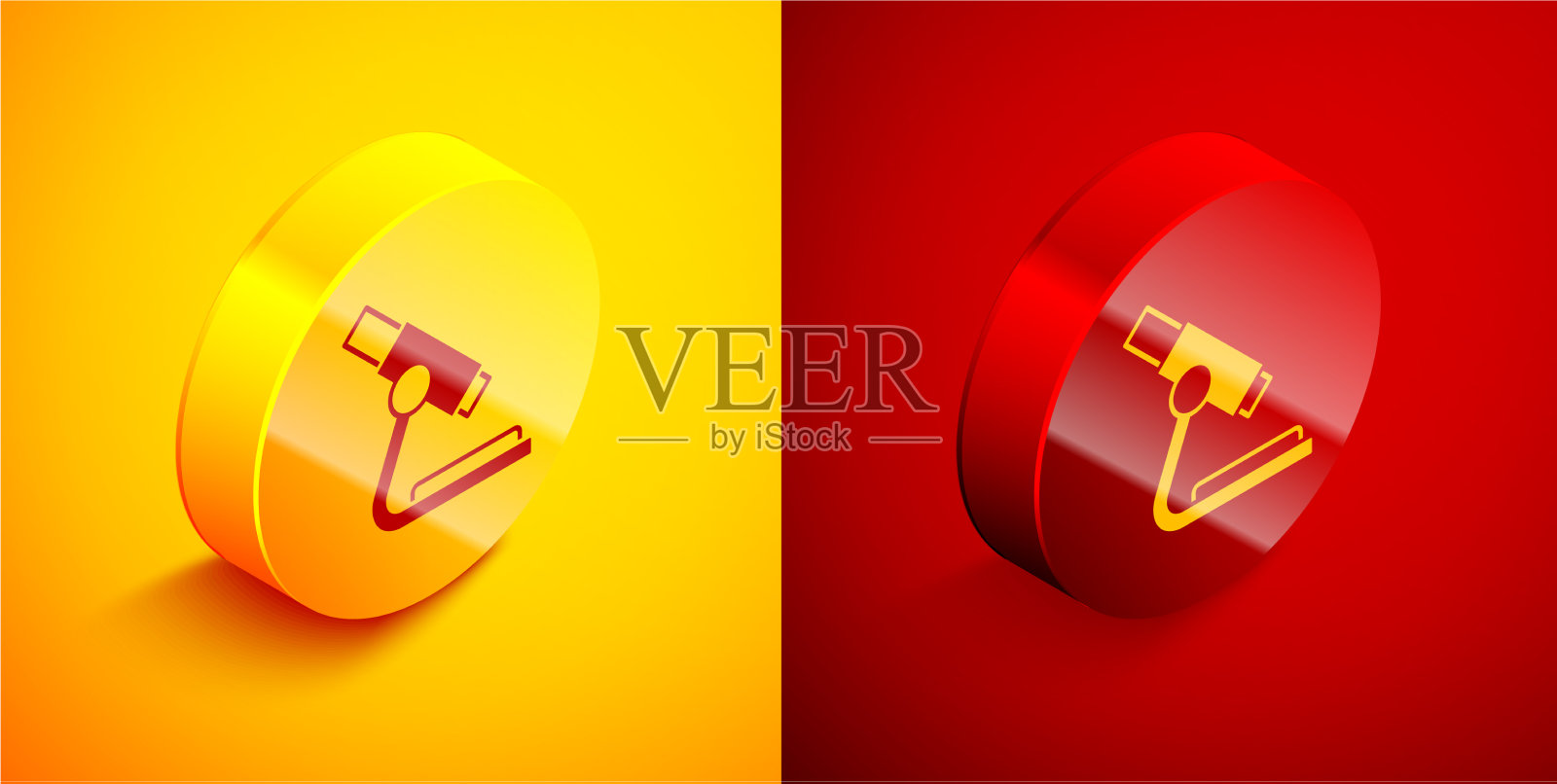 等距显微镜图标分离在橙和图标素材