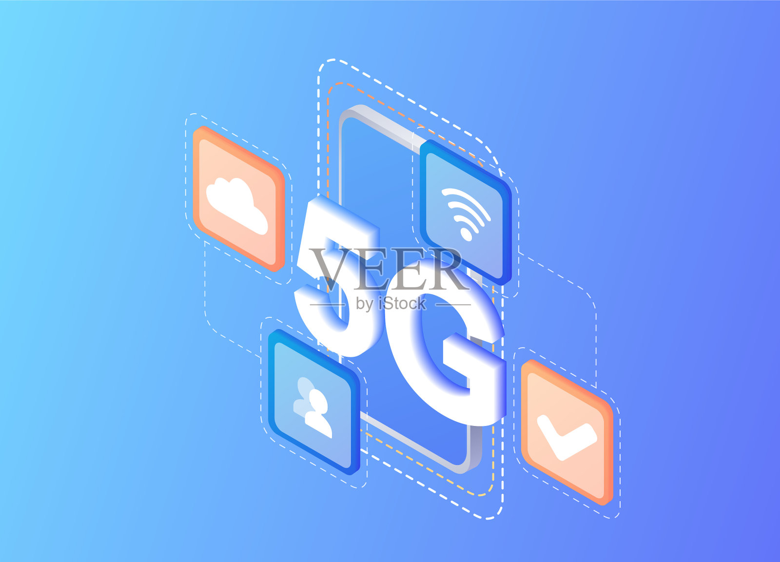 5g网络无线技术插画图片素材