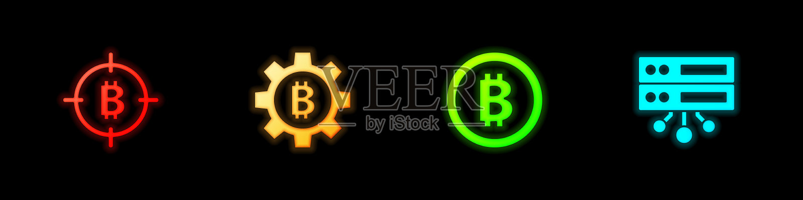 将比特币设置为目标加密货币图标素材