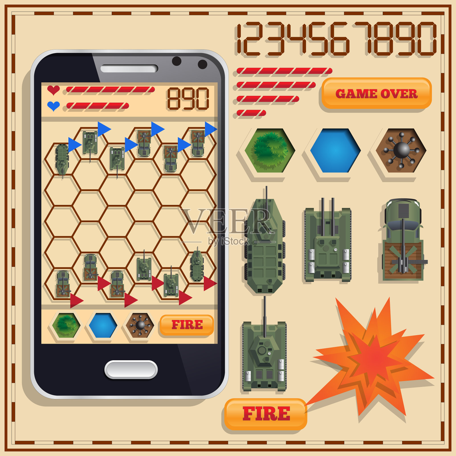 以军事为主题的游戏插画图片素材