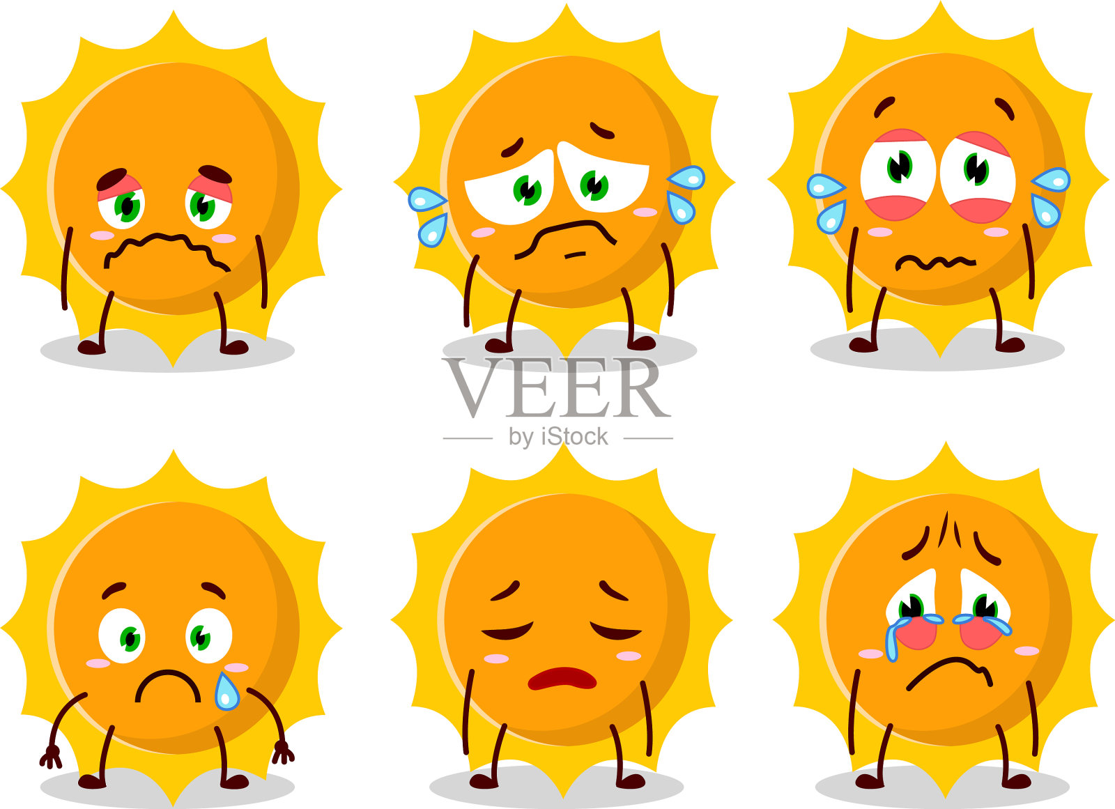 孙卡通人物带着悲伤的表情插画图片素材