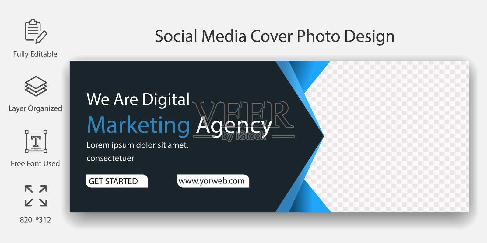 数字营销机构社交媒体头设计模板素材