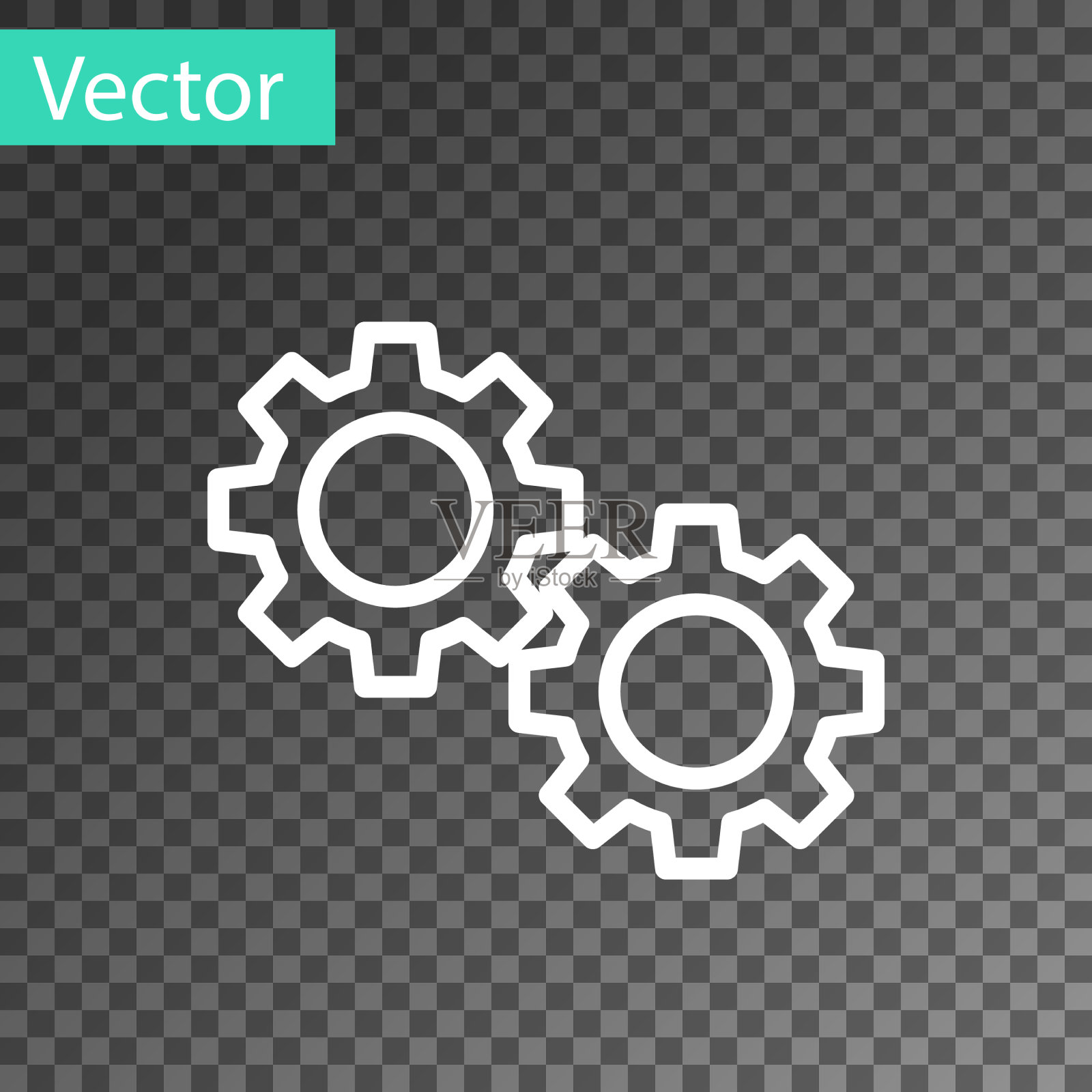 白线齿轮图标隔离透明图标素材