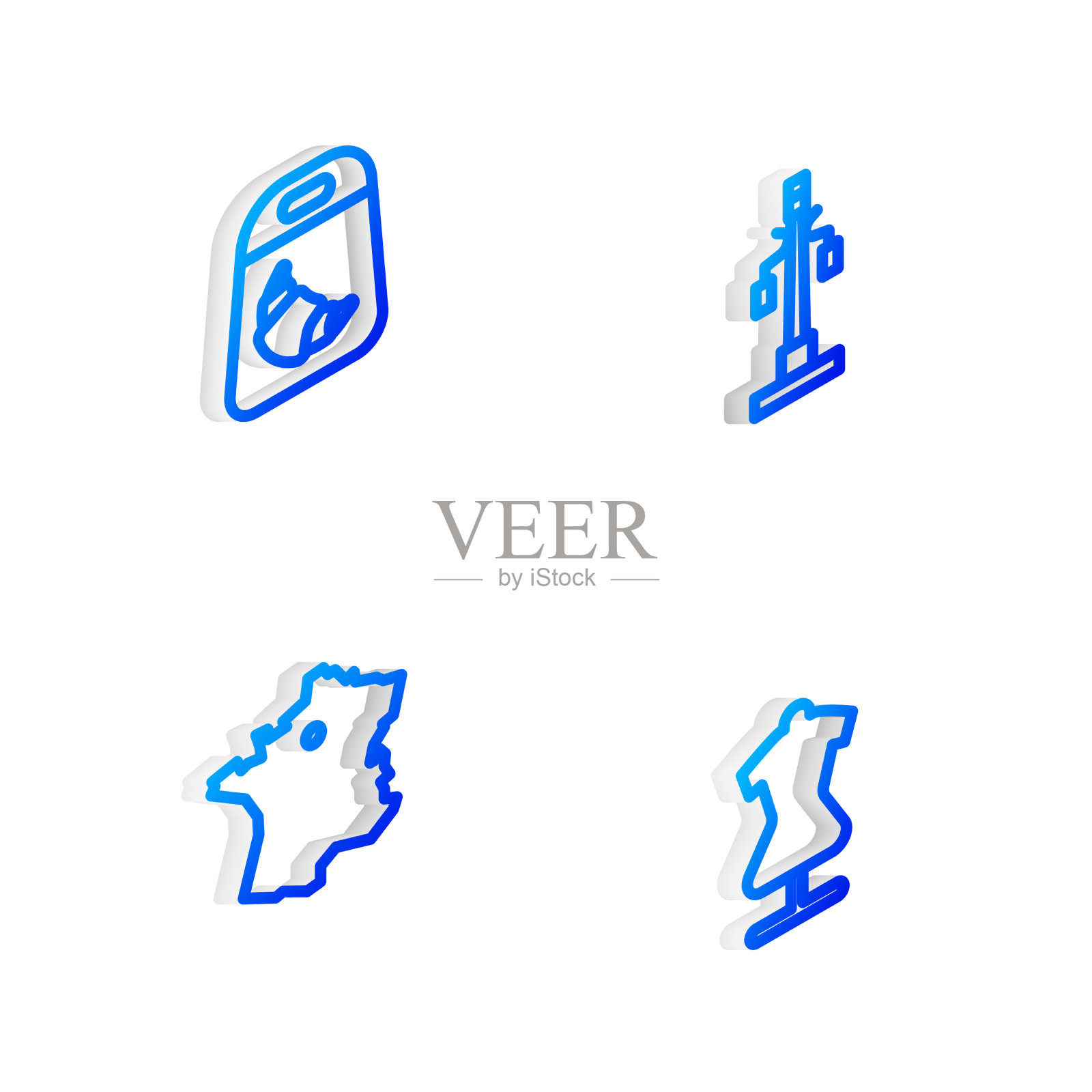 设置等距线路灯羊角包图标素材