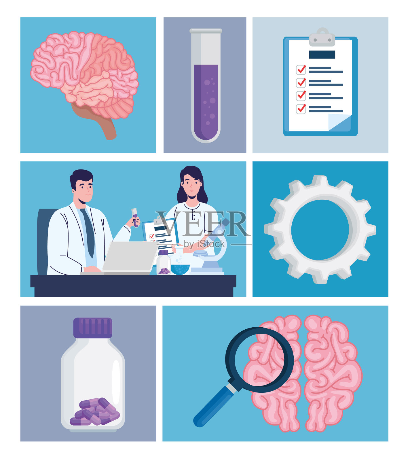 神经病学图标集合设计元素图片