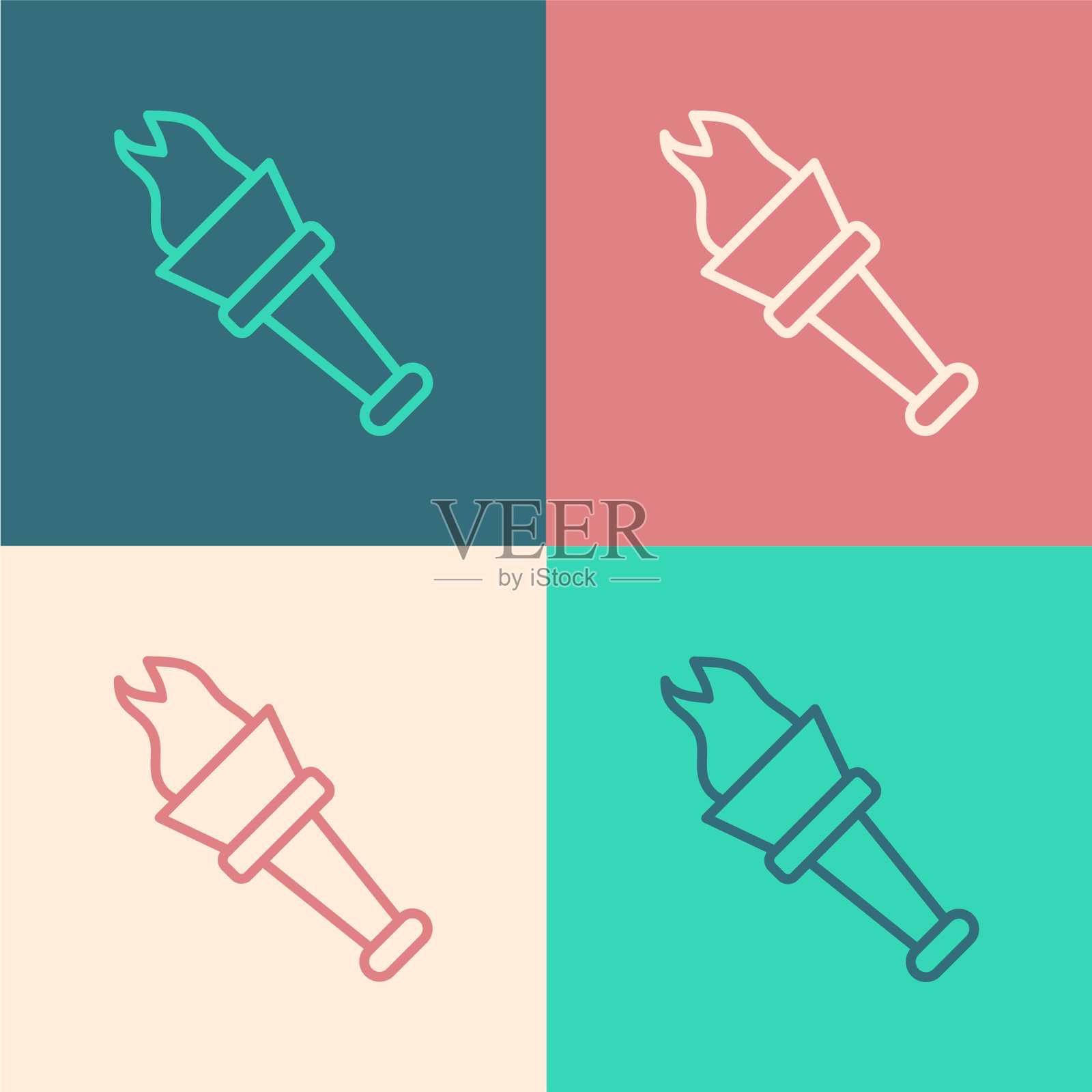 波普艺术线火炬火焰图标隔离的颜色图标素材