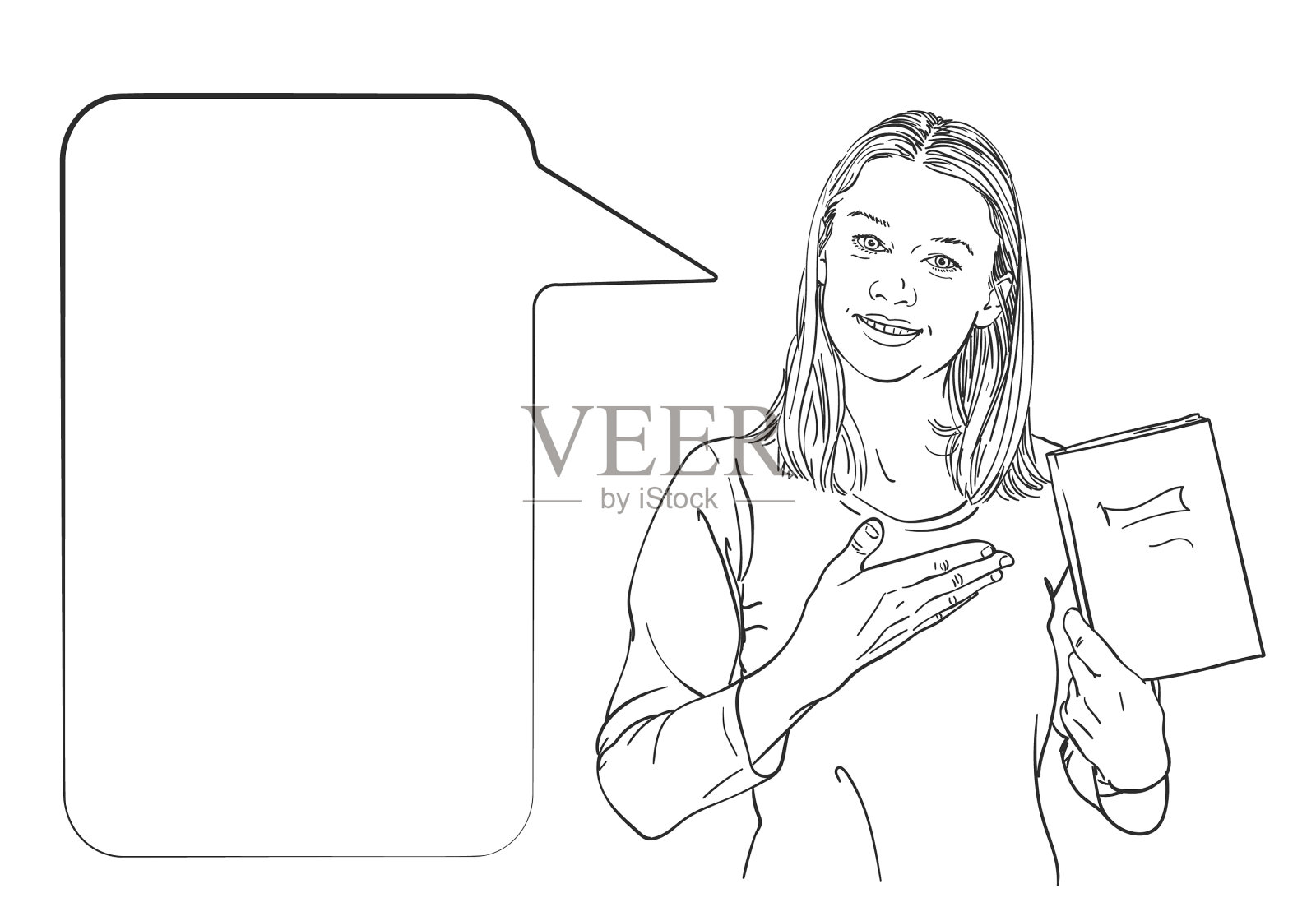 女孩手里拿着书,手掌在上面设计元素图片