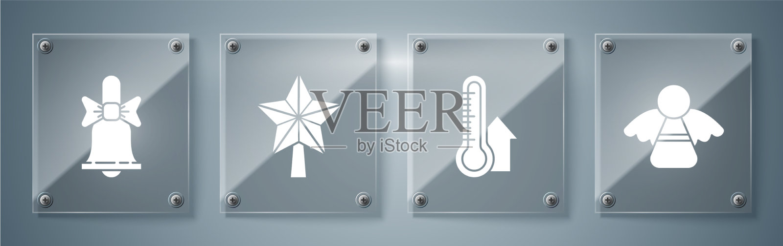 设置圣诞天使气象温度计图标素材