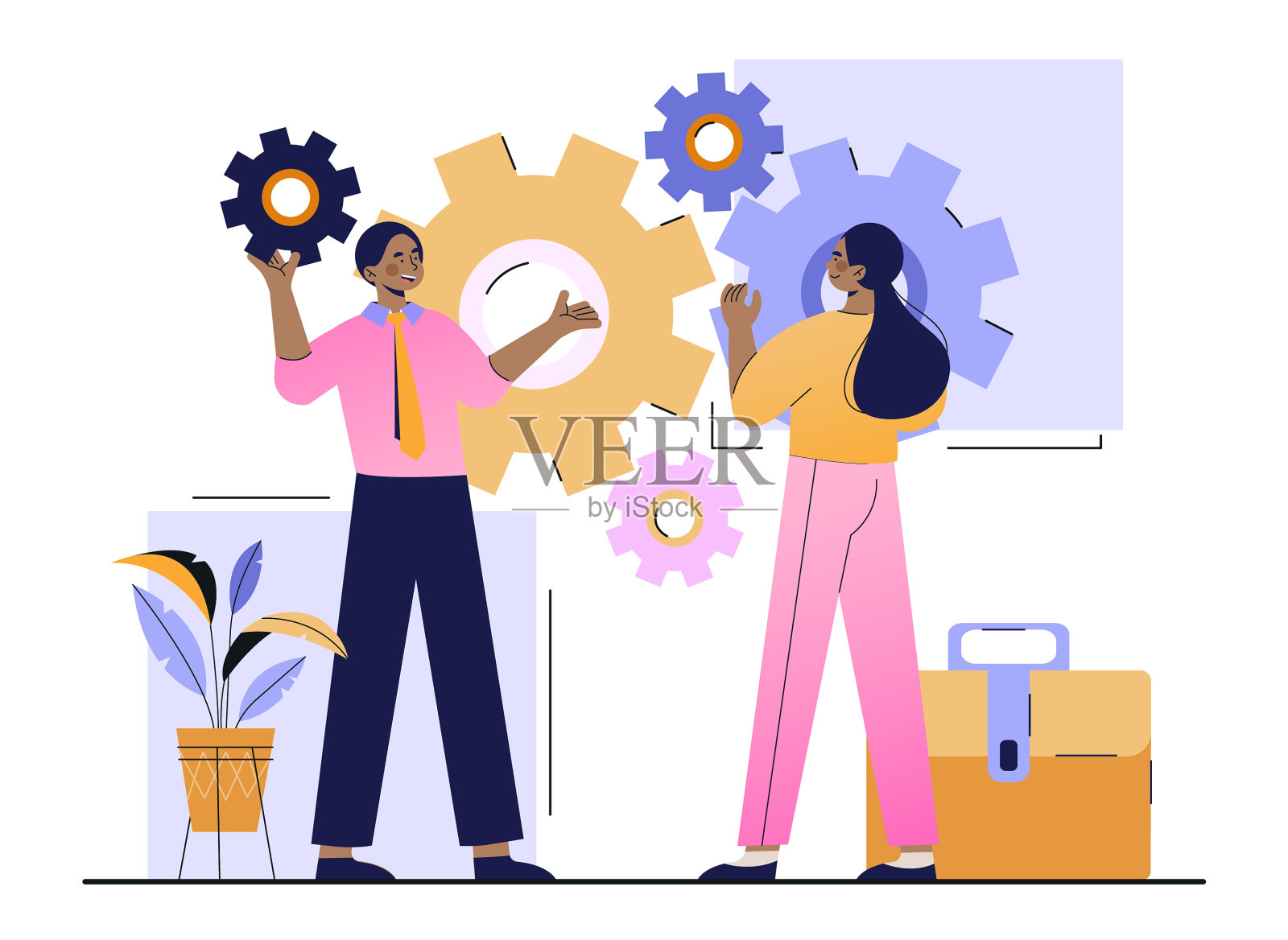 业务伙伴将技能和知识结合起来设计元素图片