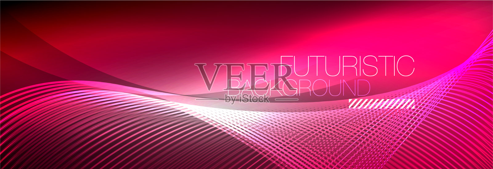 抽象的霓虹灯在黑暗中发出波浪般的光插画图片素材