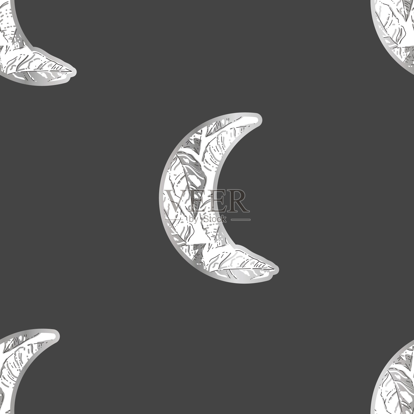 月牙和怪兽的叶子插画图片素材