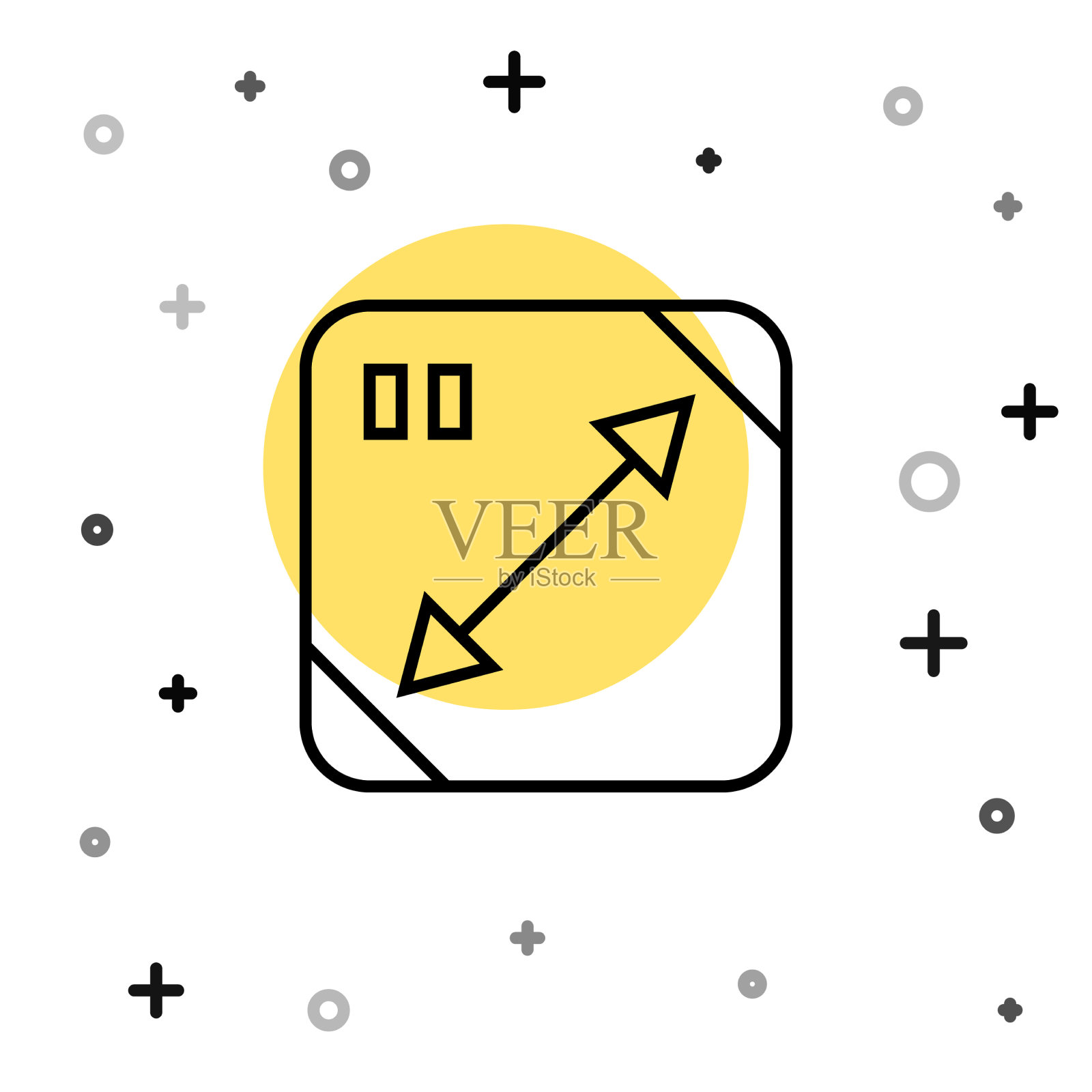 黑线对角线测量图标隔离上图标素材