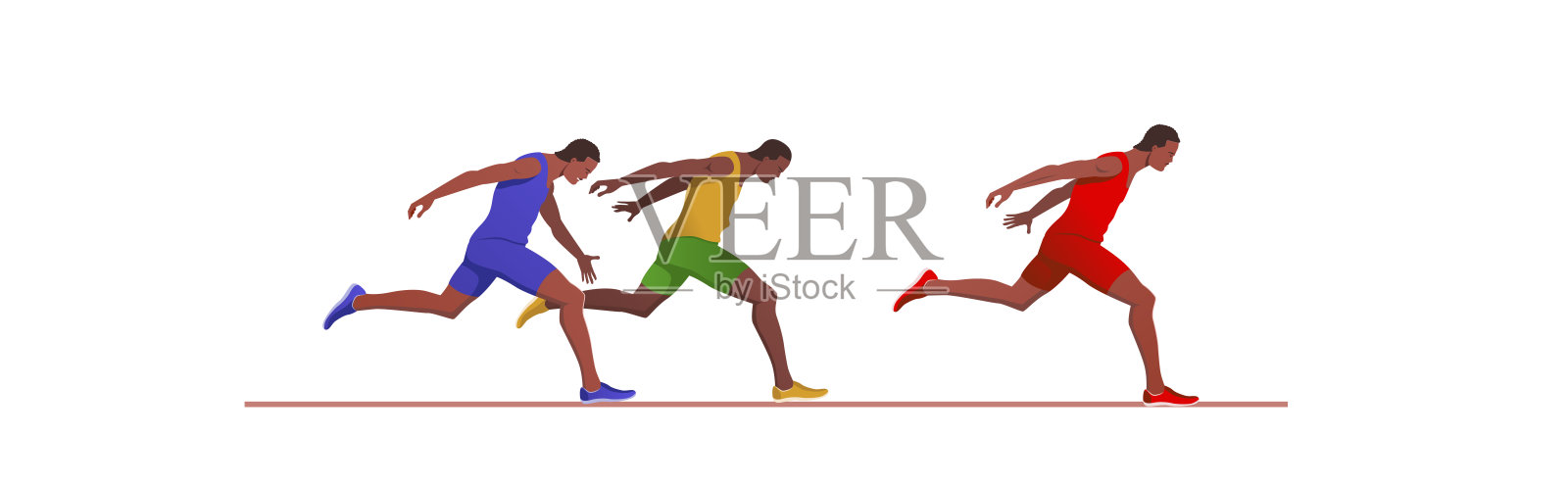 终点线的参赛者。运动员为胜利而奔跑,为胜利而奋斗插画图片素材