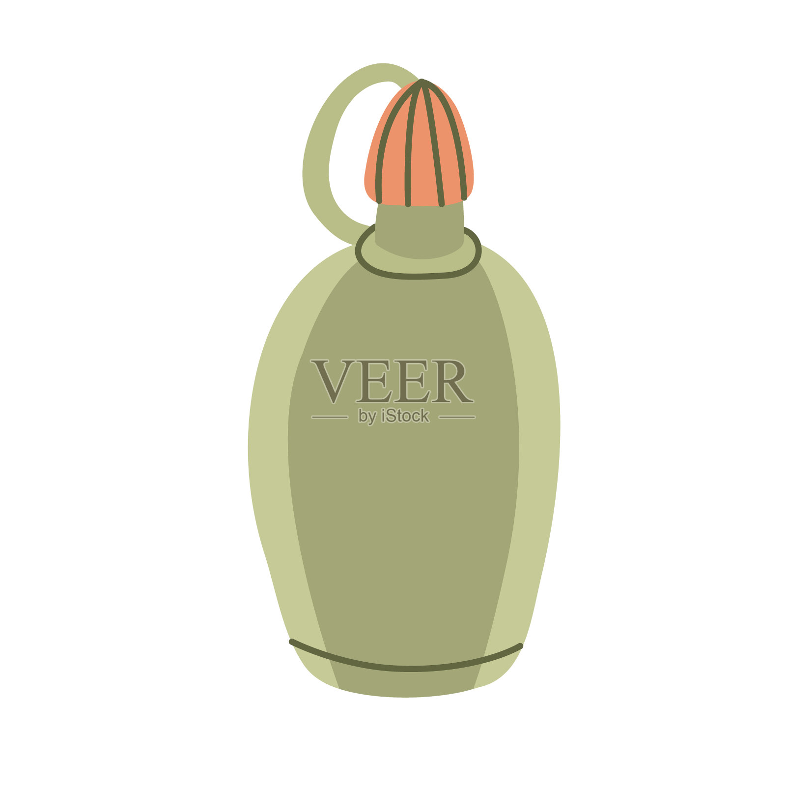 徒步水壶手绘平面矢量插图。插画图片素材