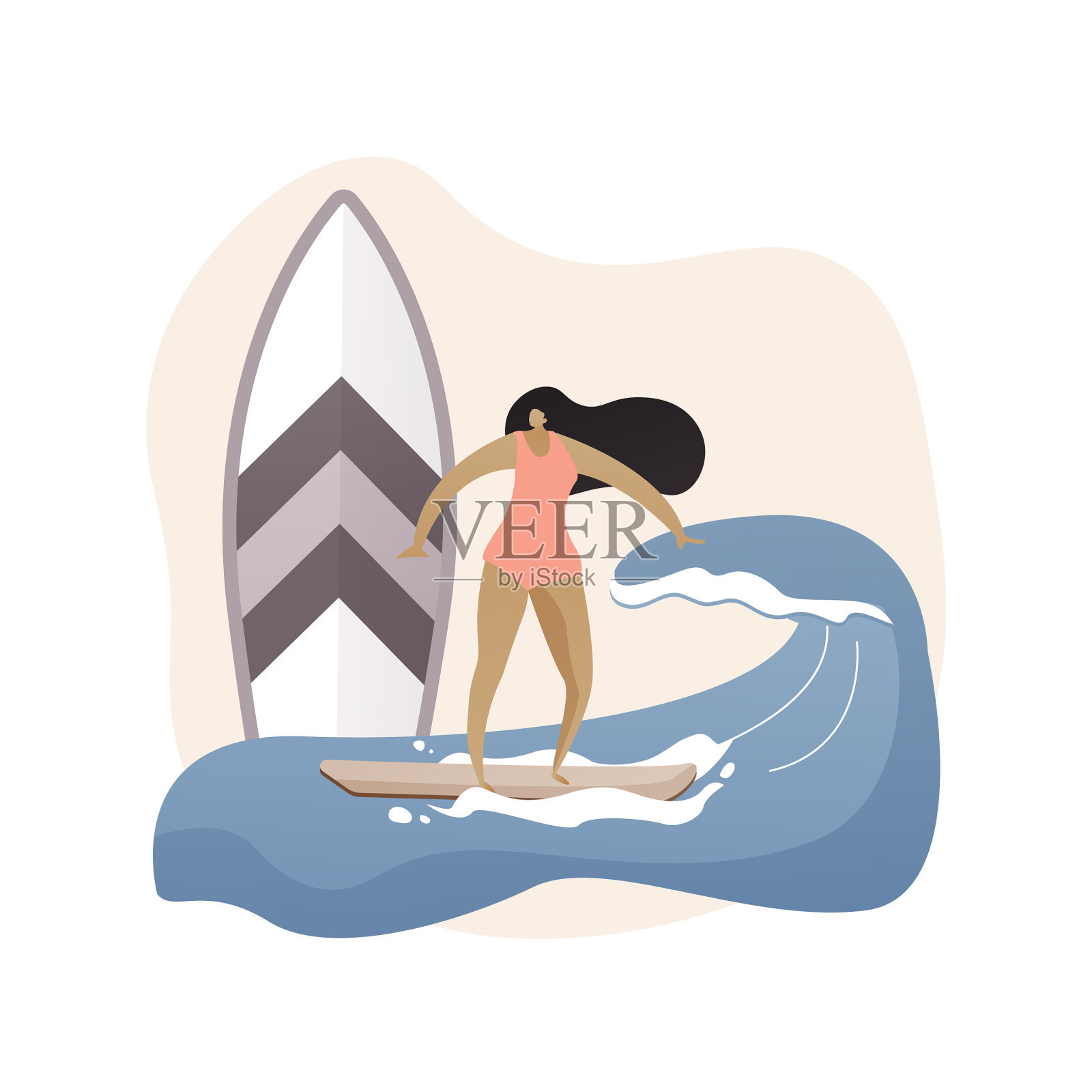 冲浪抽象的概念插画图片素材