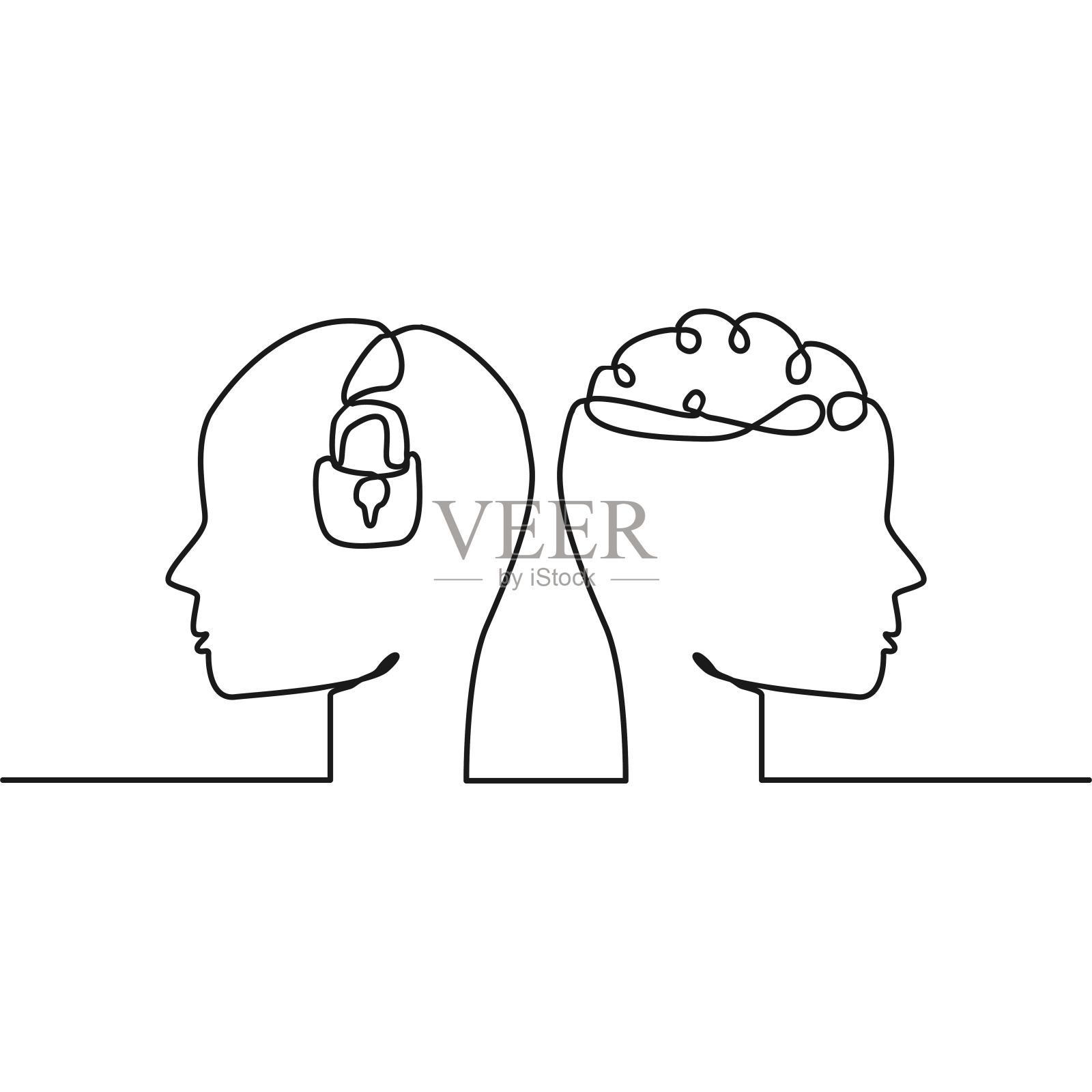 成长心态设计连续线向量。良好演示的插图插画图片素材