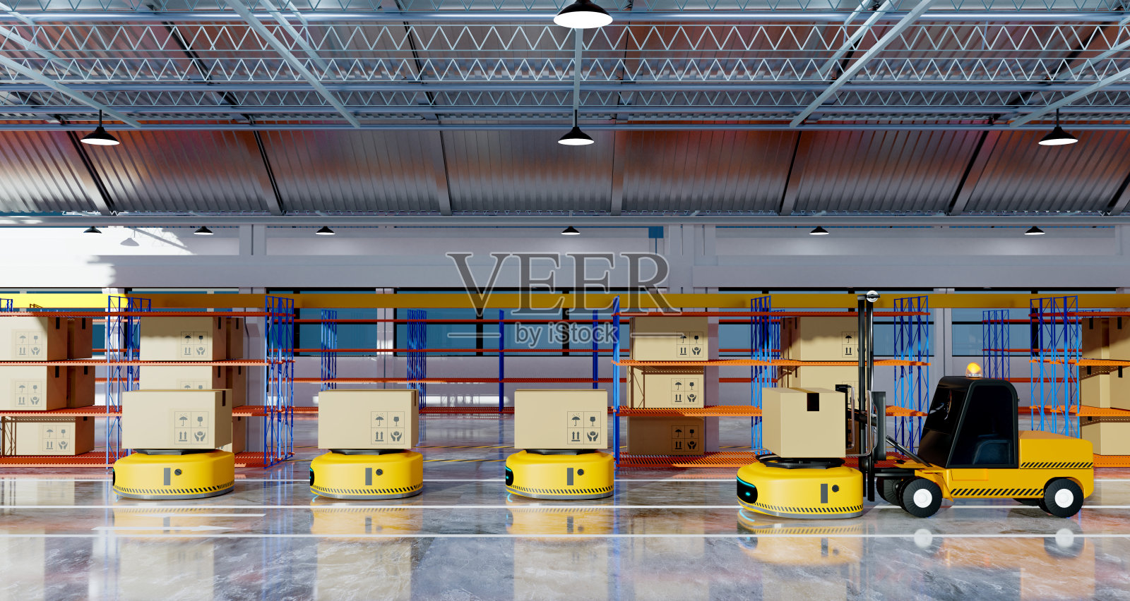 车间搬运机器人,物流业务,网络营销理念照片摄影图片