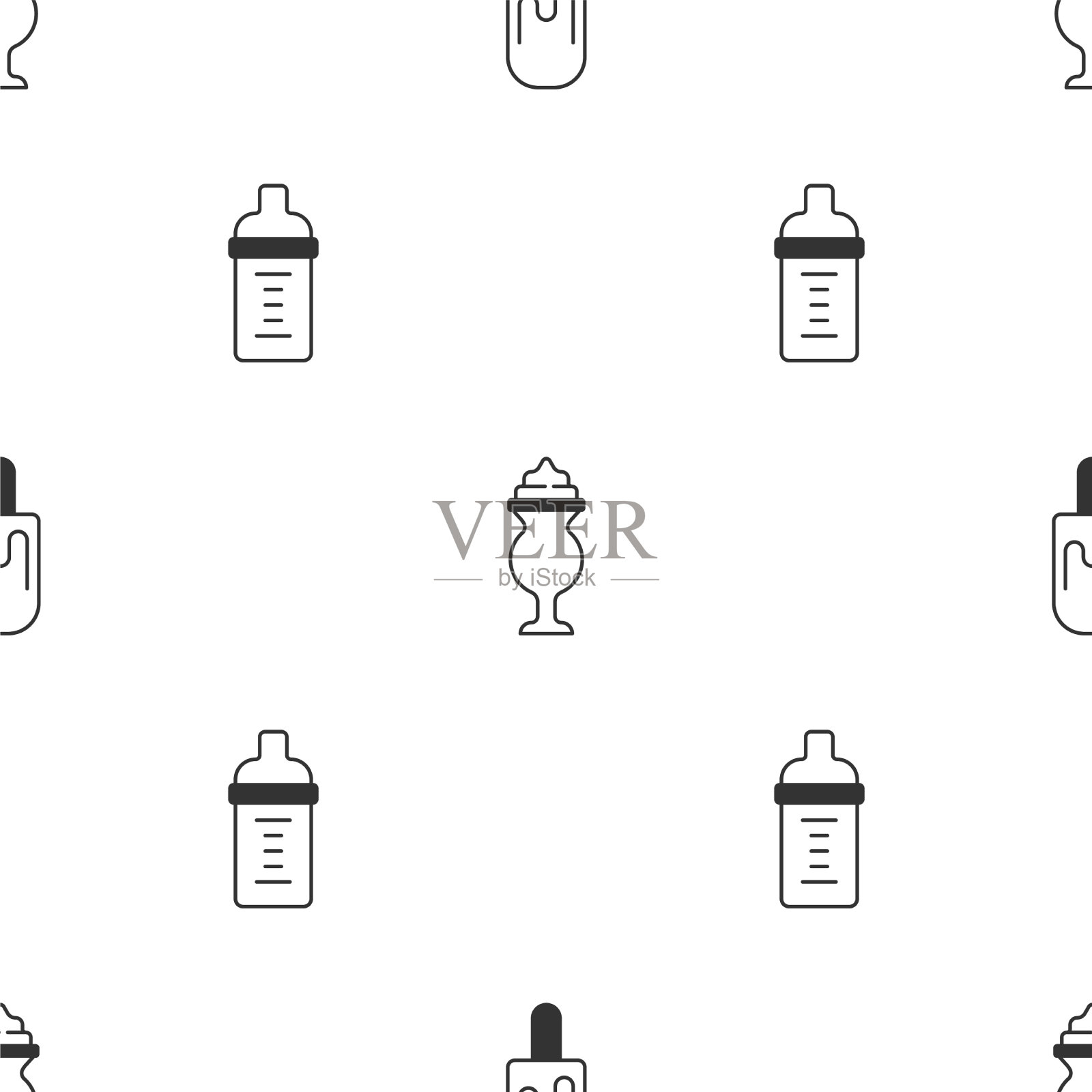 将冰淇淋、奶昔和牛奶装入瓶中图标素材