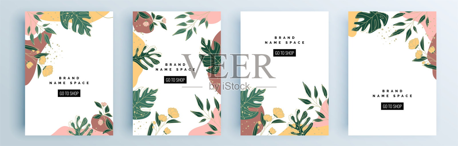 现代抽象封面集,最小的封面设计。彩色的几何背景,矢量插图。设计模板素材