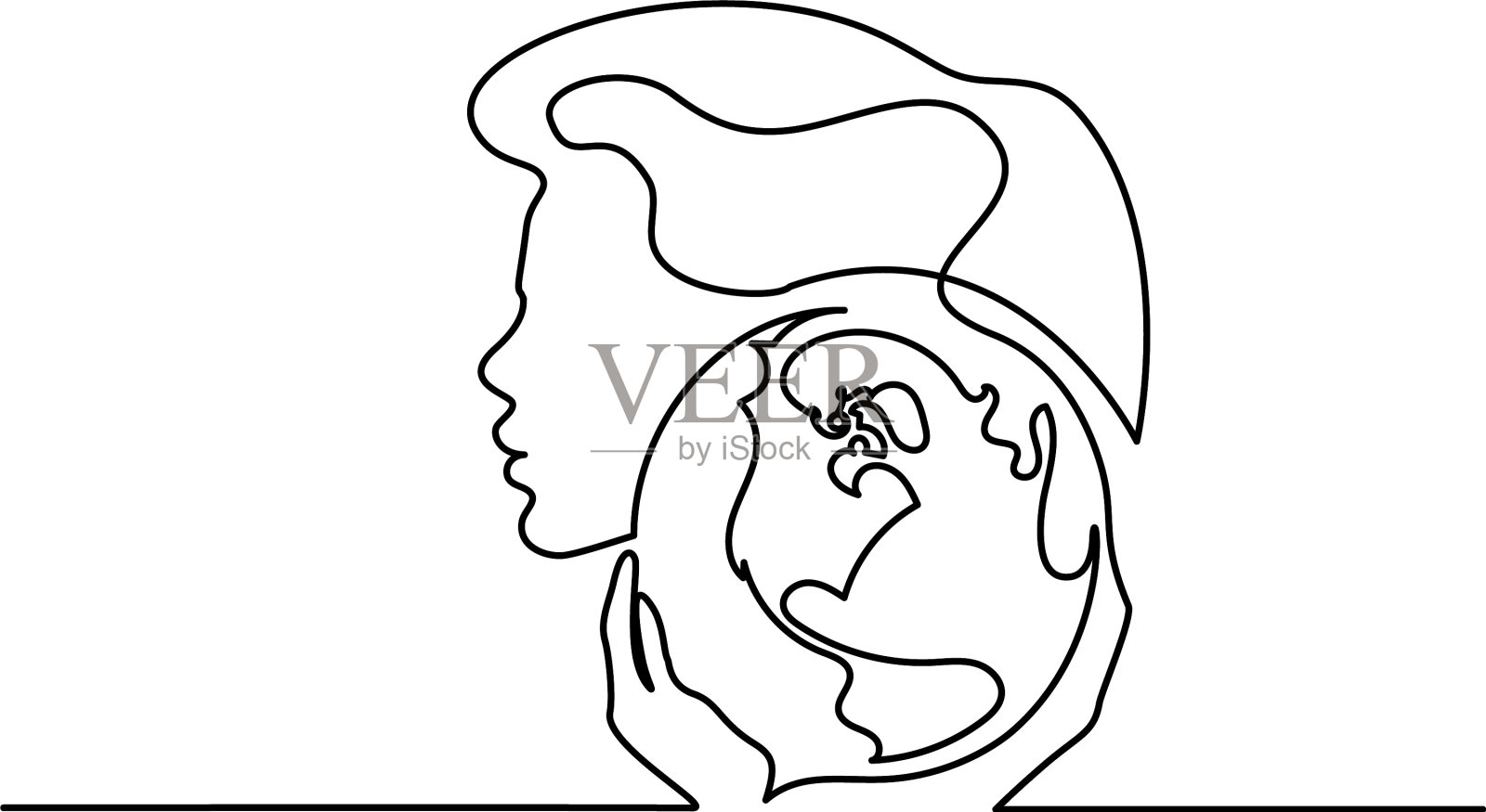 女人双手连续地捧着地球设计元素图片