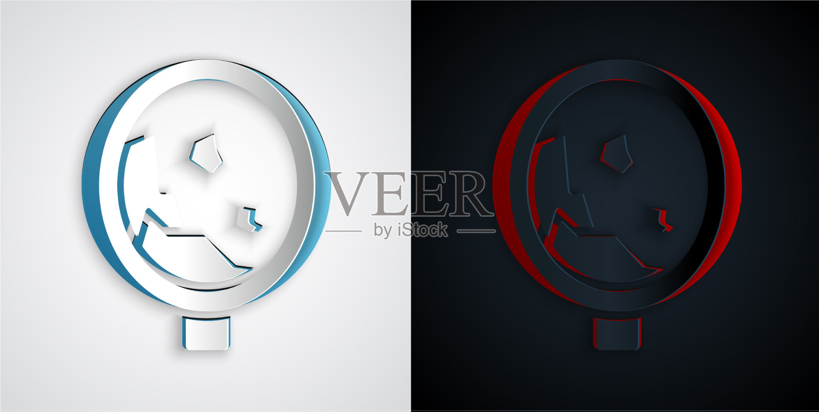 剪纸路标警告雪崩、岩崩插画图片素材