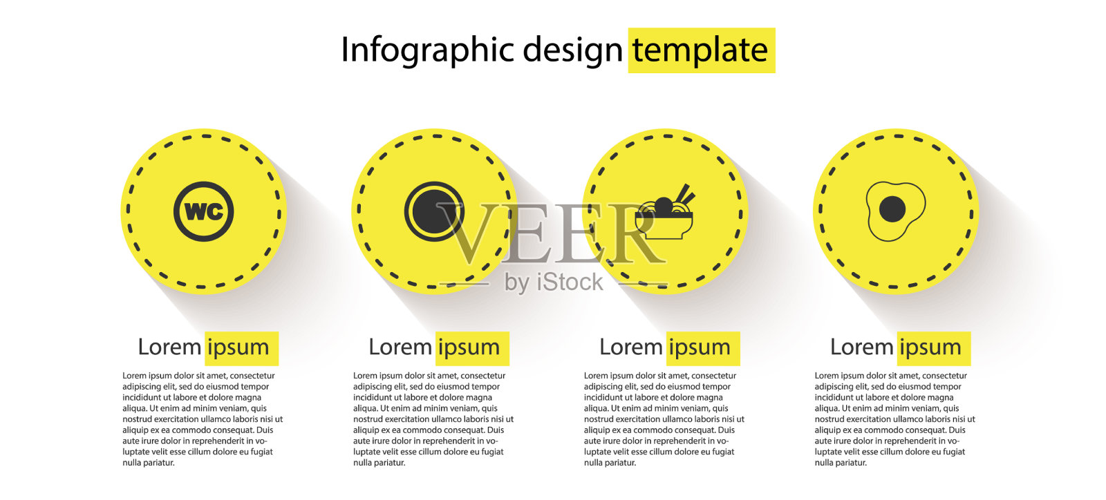 把马桶盘放在碗和亚洲面条插画图片素材