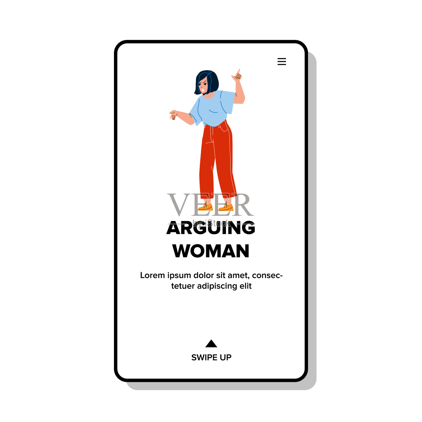 一个愤怒的女人在家里和丈夫争吵设计模板素材