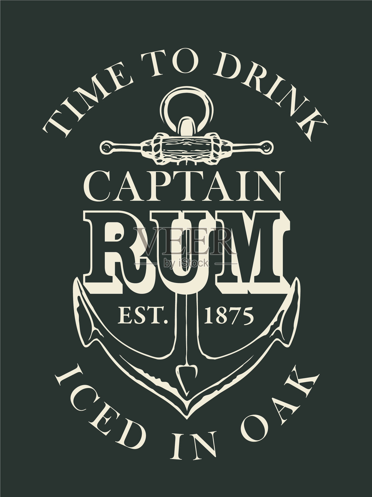 旗帜或标签的朗姆酒船长与锚插画图片素材