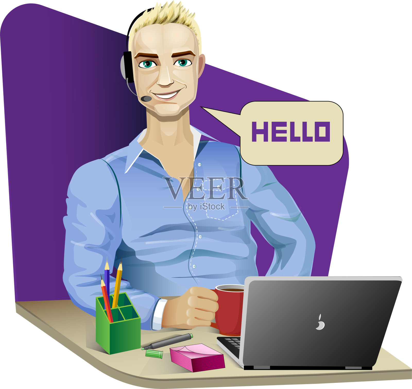 С所有中心的男孩插画图片素材