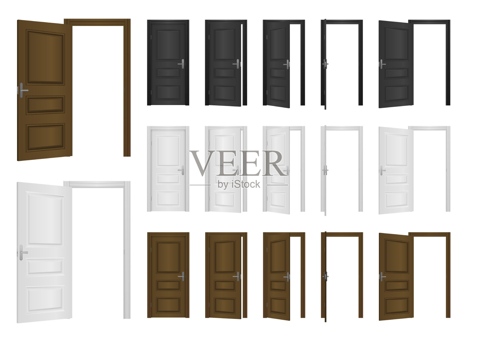 打开紧闭的前门插画图片素材