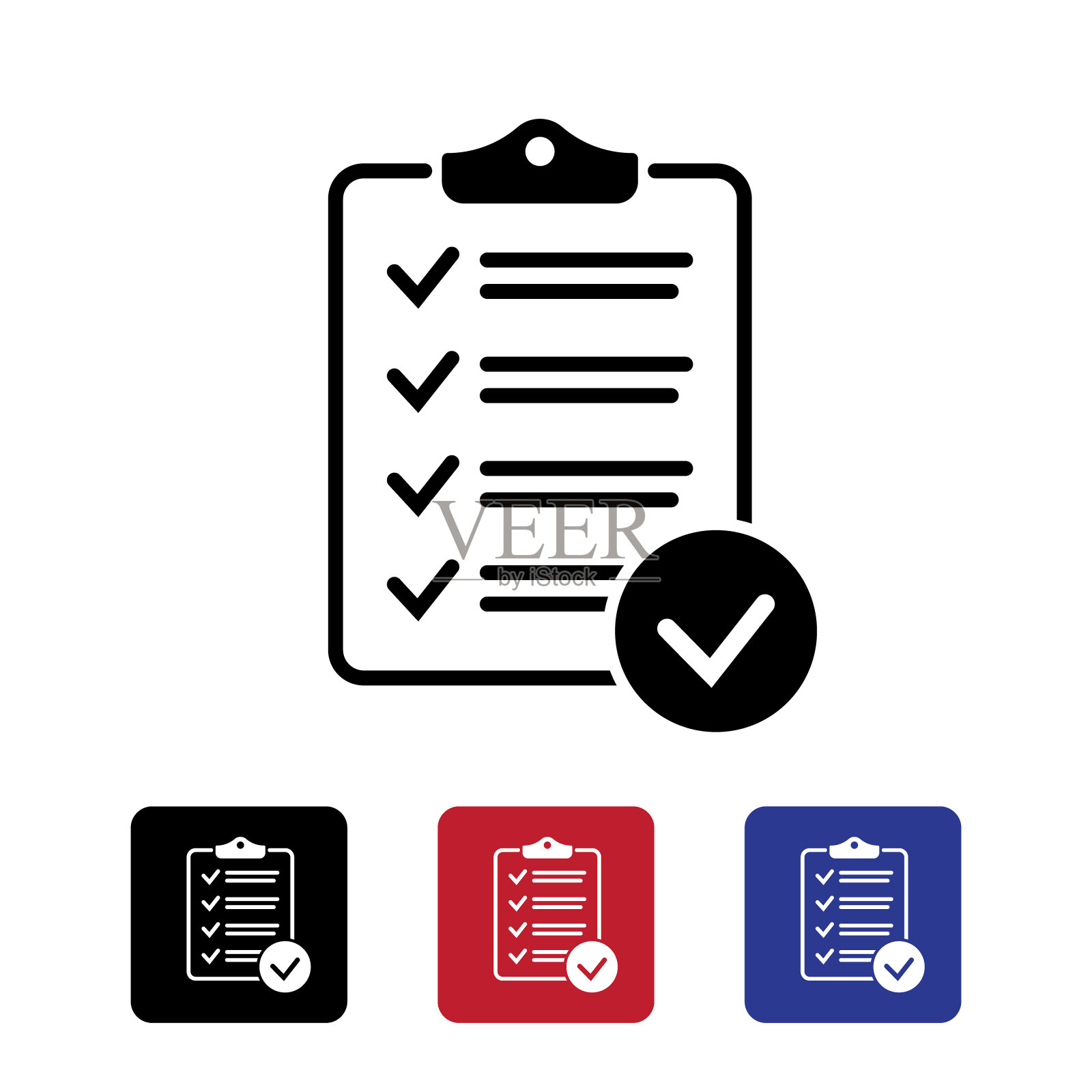 清单图标平面风格孤立在背景上。为网站和应用程序设计的检查表符号。插画图片素材