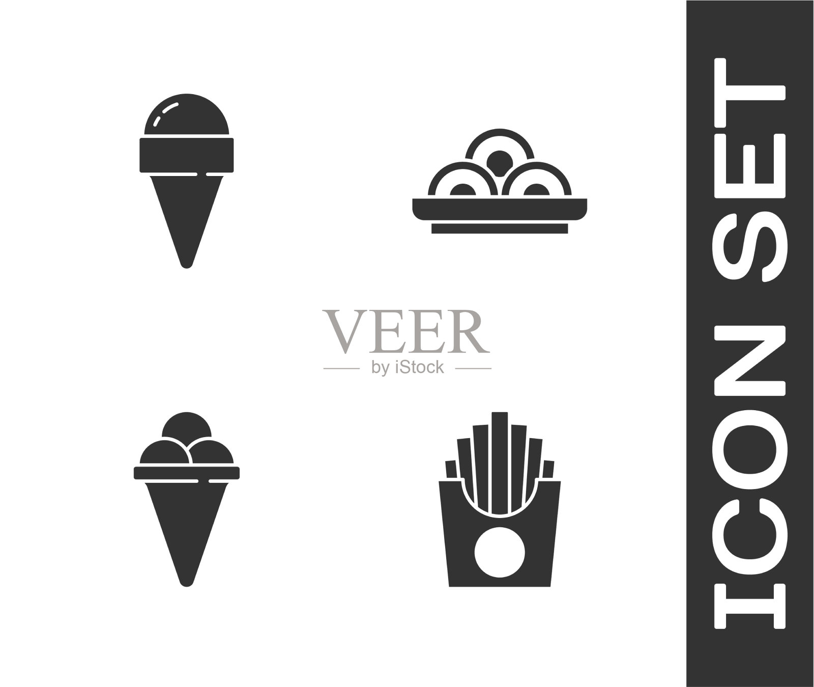 装土豆,薯条,冰淇淋华夫饼图标素材