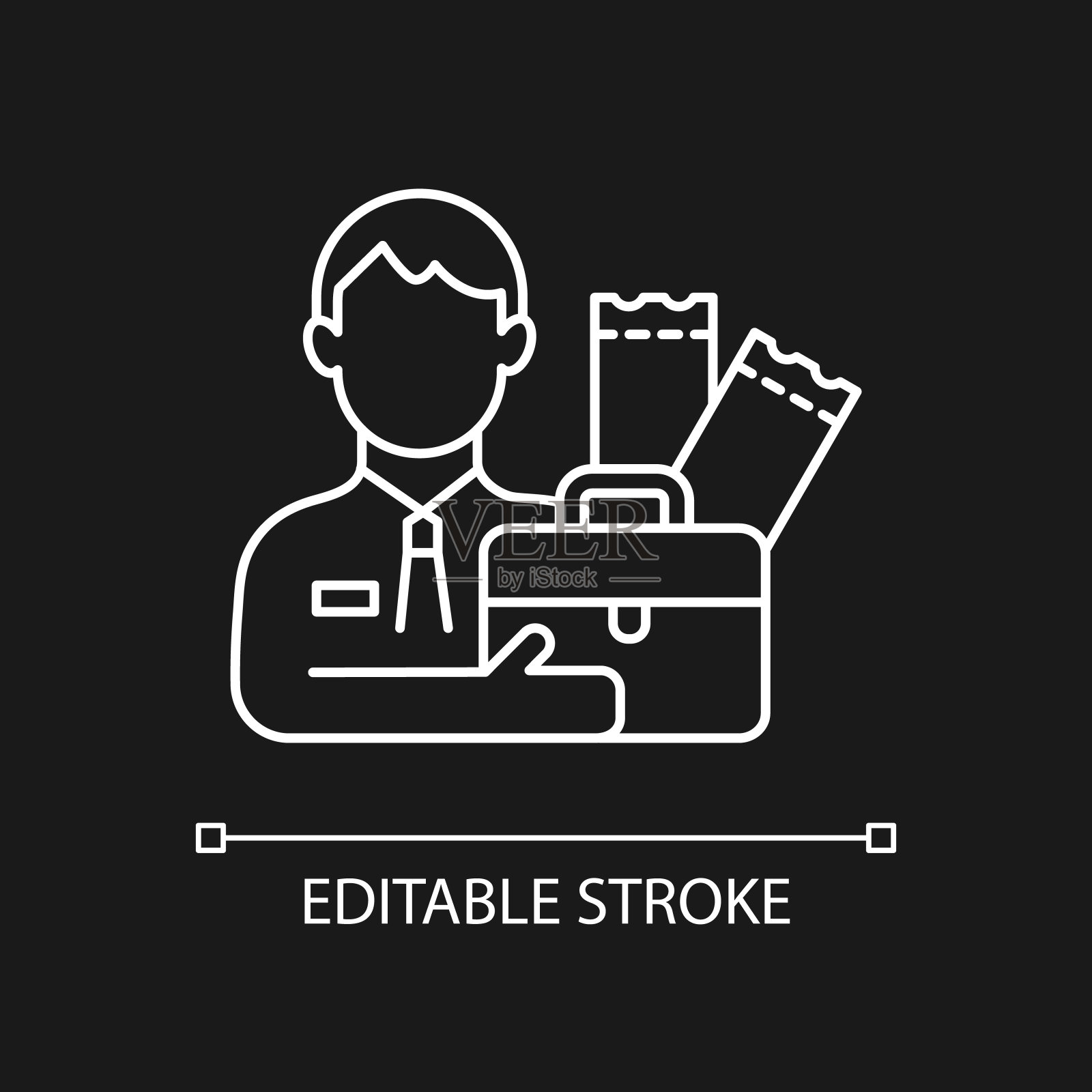 彩票代理白色线性图标为黑色主题插画图片素材