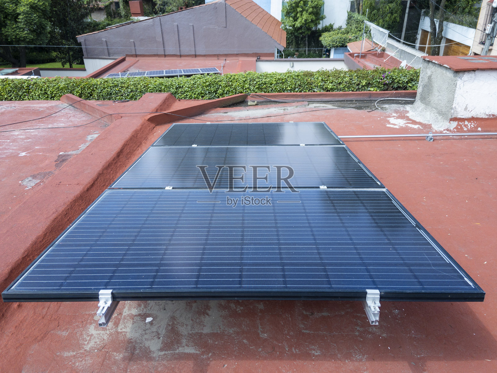 太阳能电池板,墨西哥城照片摄影图片