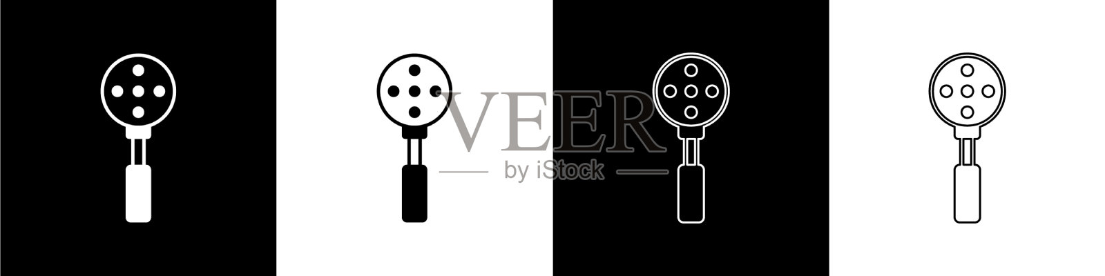 设置抹刀图标隔离在黑色和白色插画图片素材